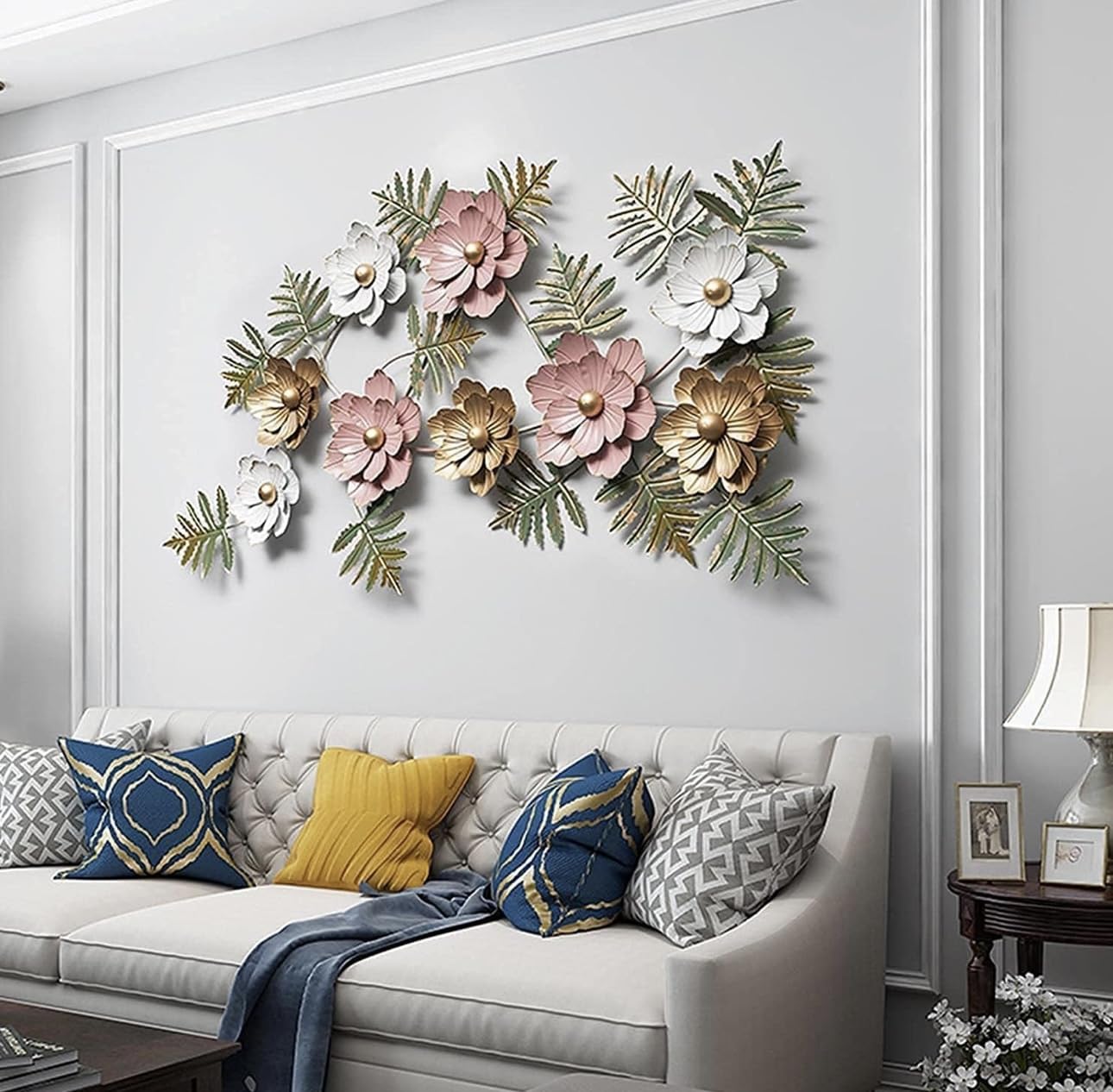 Zove Floral Metal Iron Wall Art (Multicolour, 43 X25 Inch)